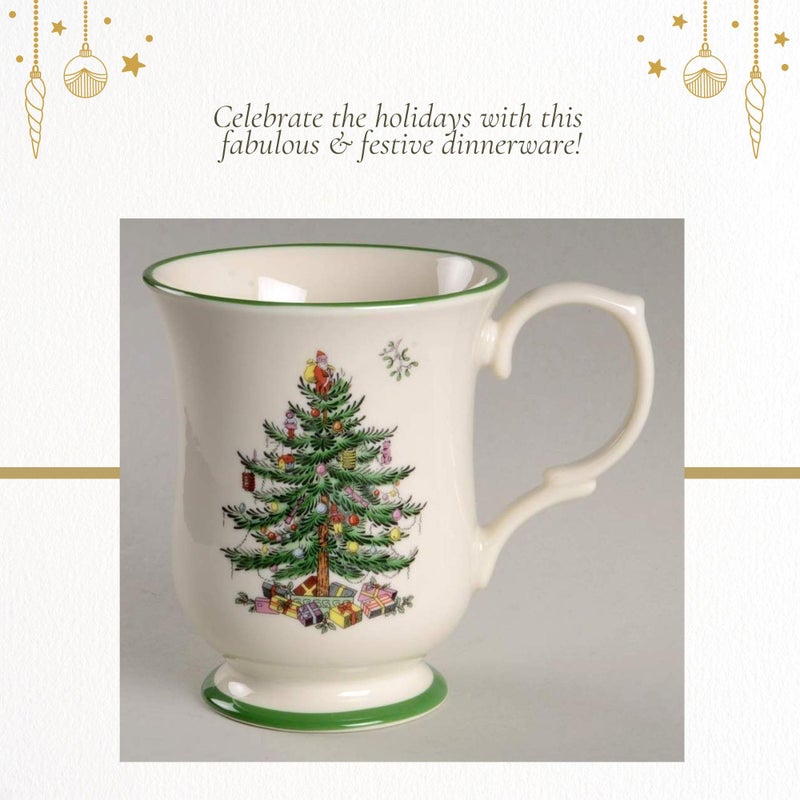 Spode Christmas Tree Footed Mug - 12 Oz Festive Mug for Coffee, Hot Cocoa, Lattes - Romantic Shape with Santa Design, Porcelain Mug - Dishwasher, Microwave, & Freezer Safe, Gift-Boxed - Image 5